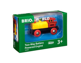 BRIO battery-powered engine side view with headlamp for night-time exploration.