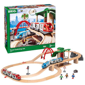 BRIO blue line train in travel set for imaginative play and smooth movement