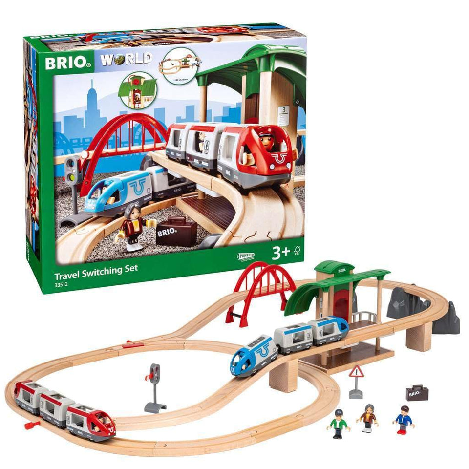 BRIO blue line train in travel set for imaginative play and smooth movement