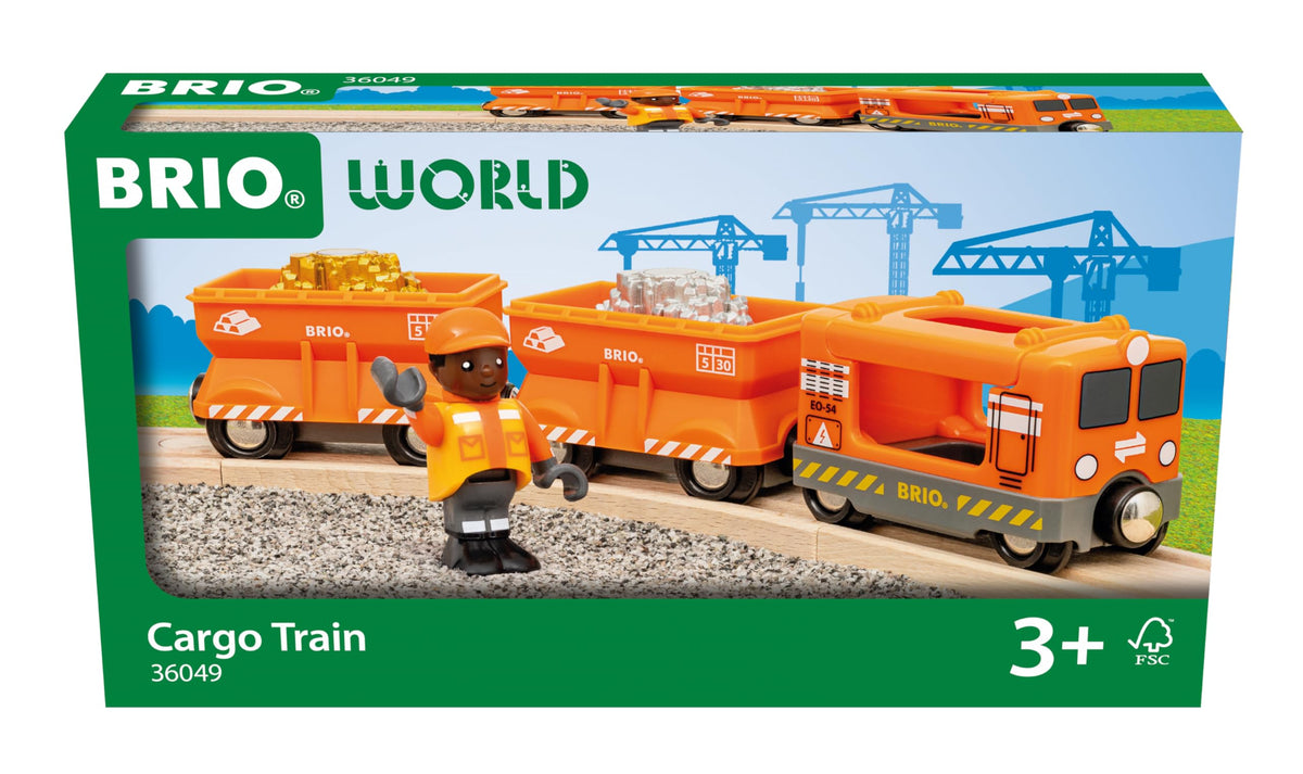 BRIO 36049 cargo train engine with magnetic connections for seamless BRIO World play.