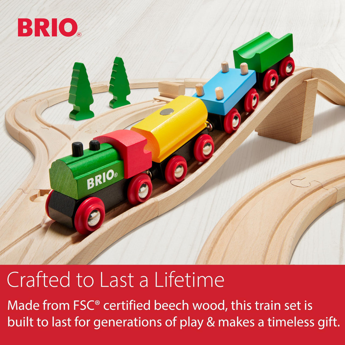 BRIO 65th anniversary set highlights FSC-certified wood and responsible design.