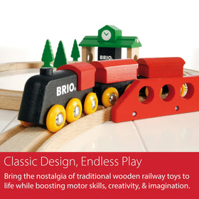 BRIO Classic Figure 8 set tracks provide smooth connectivity with compatible wooden rail systems.