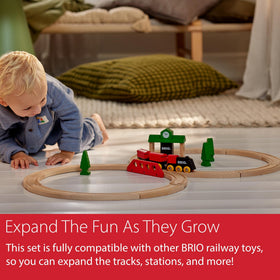 BRIO Classic Figure 8 set train wagons promote magnetic connections for easy assembly.