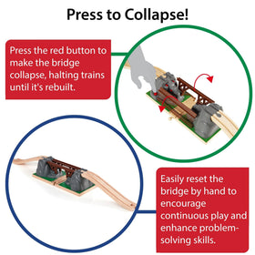 BRIO Collapsing Bridge compatible with BRIO track sets for easy integration.