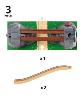 BRIO Collapsing Bridge in use on BRIO tracks sparks creative storytelling.