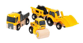 BRIO Construction Vehicles engine close-up shows easy magnetic coupling for quick play setup.