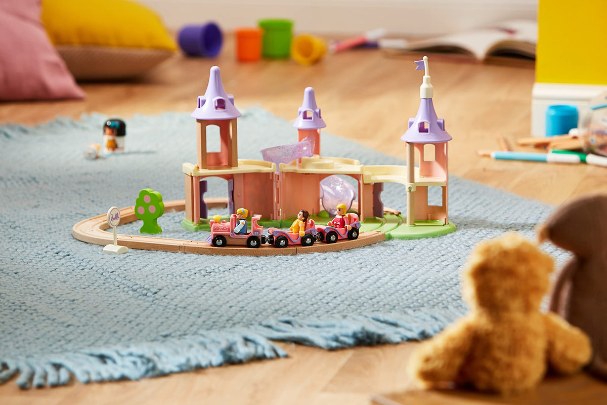 BRIO Disney Princess Castle Set Aurora figurine sparks storytelling and magical playtime.
