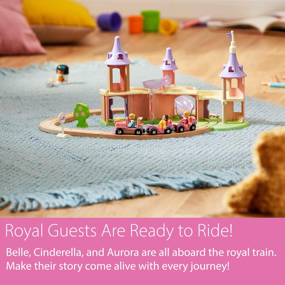 BRIO Disney Princess Castle Set tracks enable smooth connections for easy layouts.