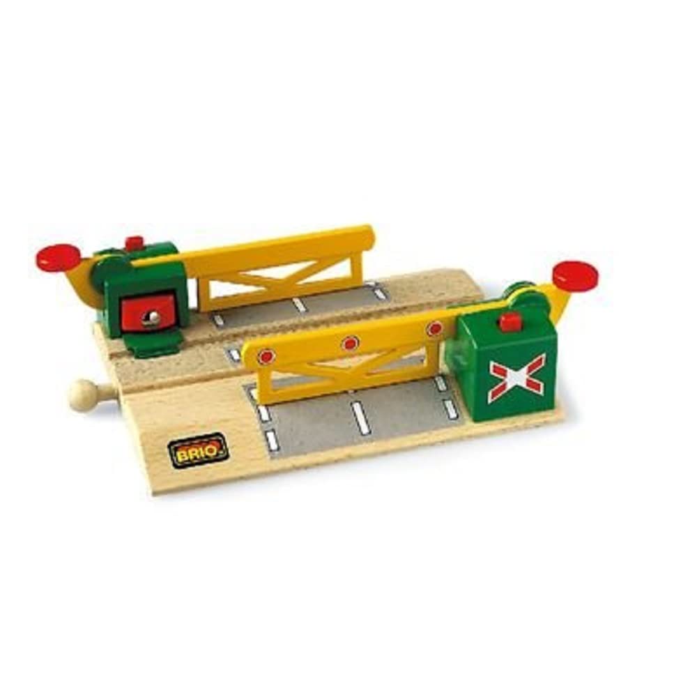 BRIO Magnetic Action Crossing barrier activation demonstrates automatic gates for engaging play.