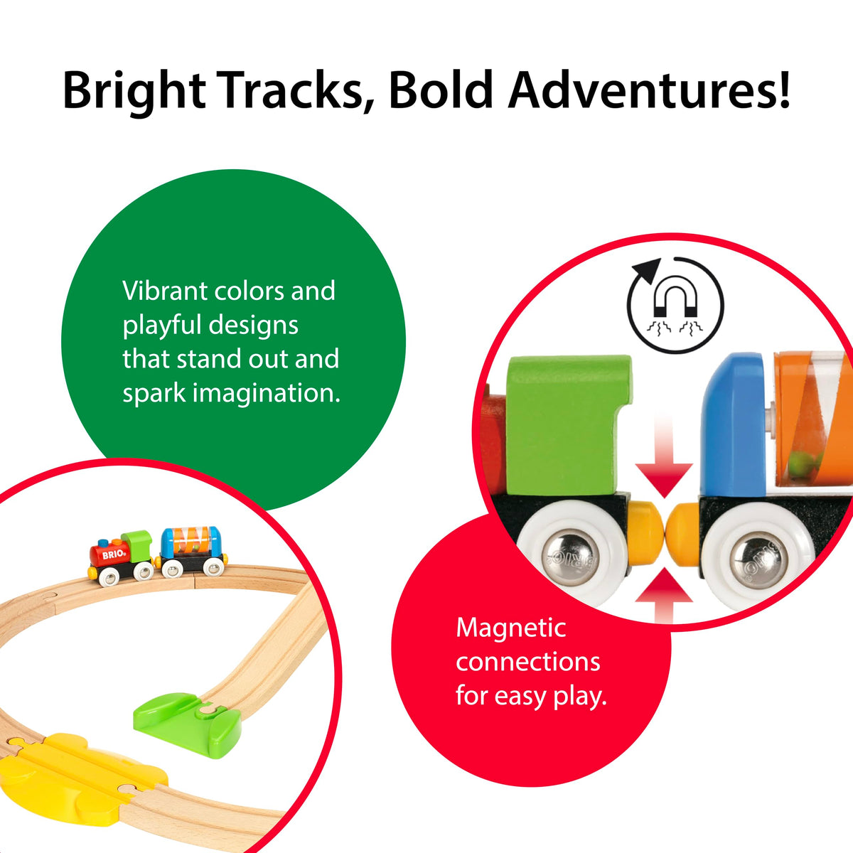 BRIO magnetic connection pieces enable easy linking for cooperative play