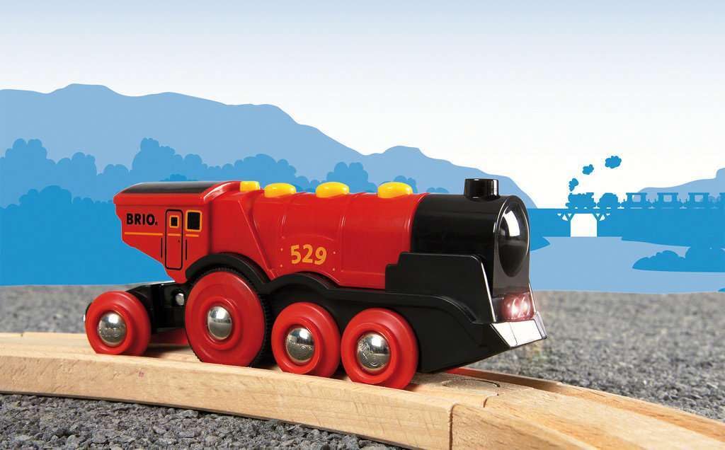 BRIO Mighty Red Action Locomotive side view showing durable build