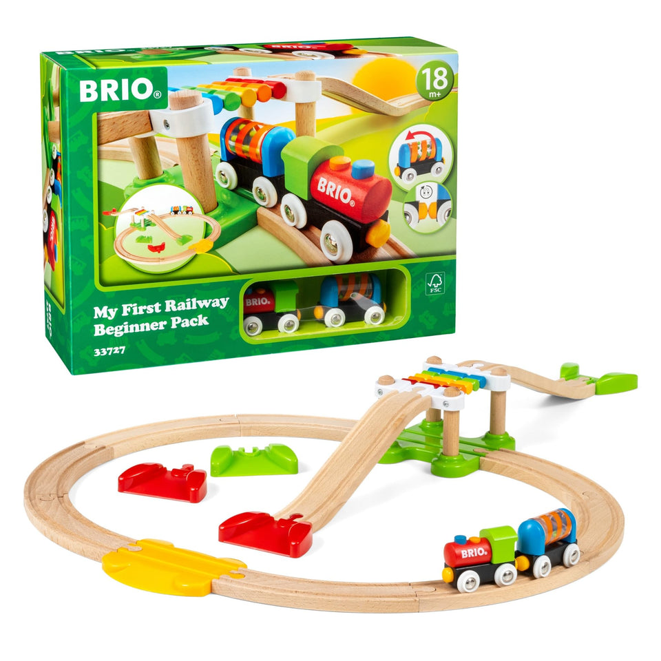 BRIO My First Railway Beginner Pack wood train set for imaginative play and durable classic design