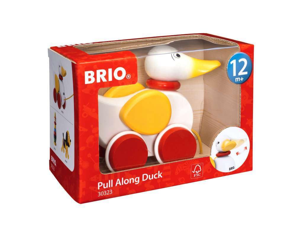 BRIO pull-along duck head nod adds lifelike movement during trips.