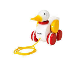 BRIO pull-along duck wings flap for engaging play and interaction.