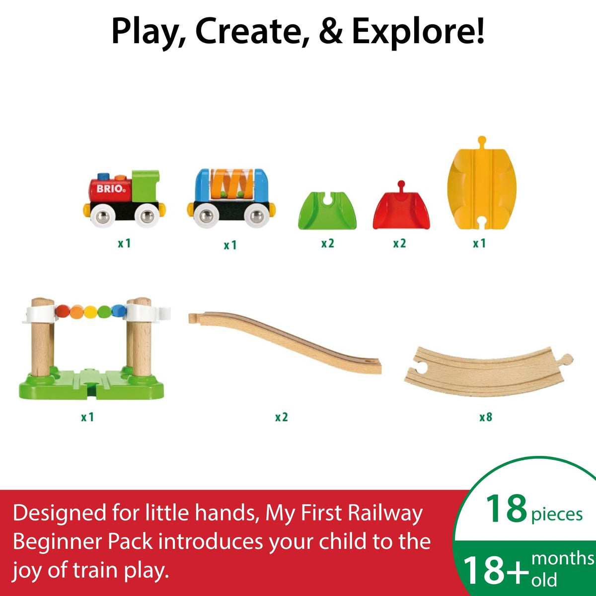 BRIO rattle wagon accessory enhances sensory exploration during playtime