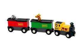 BRIO Safari Train giraffe wagon with moving pop-out giraffe detail enhances fine motor play