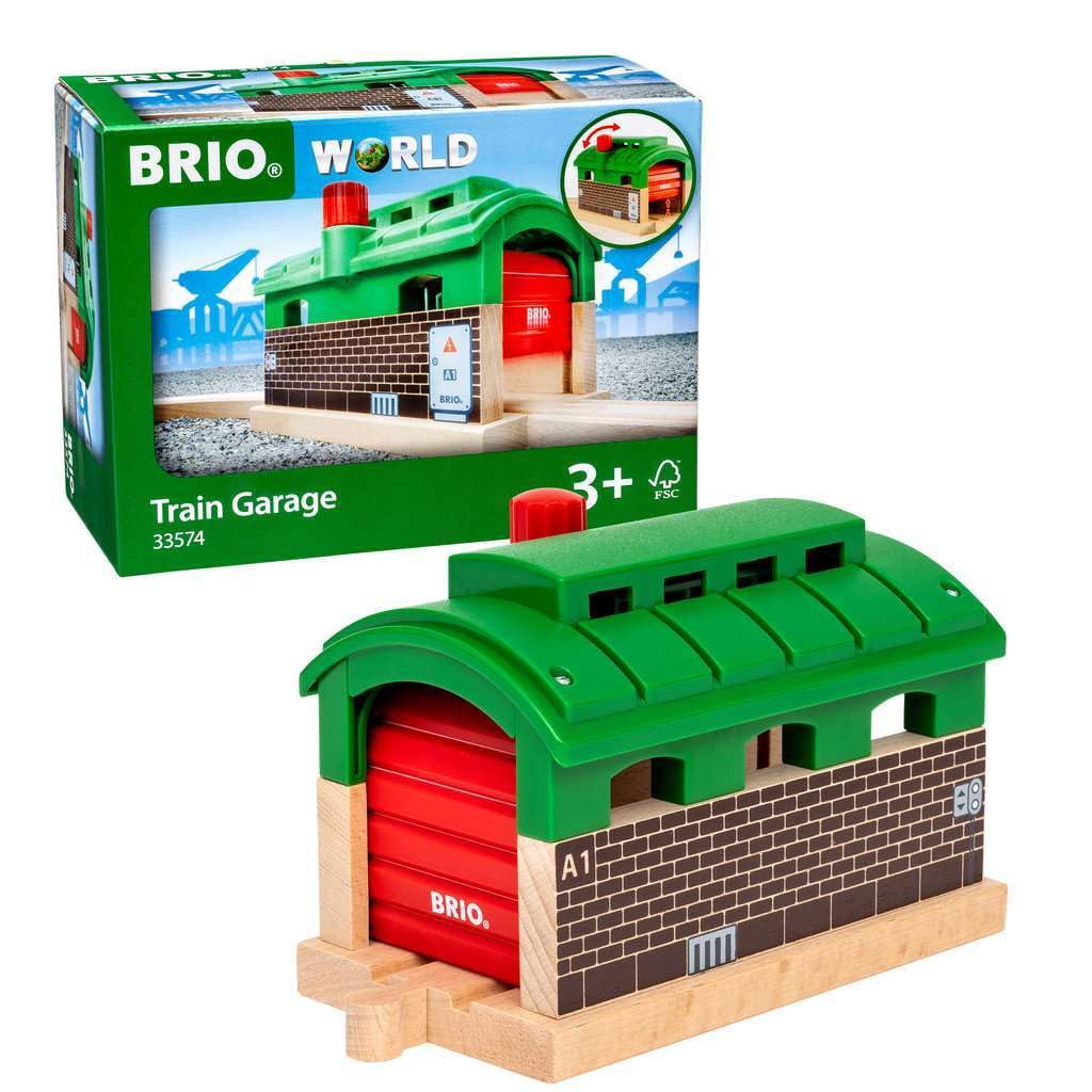 BRIO Train Garage doors open and close for easy parking