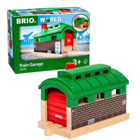 BRIO Train Garage doors open and close for easy parking
