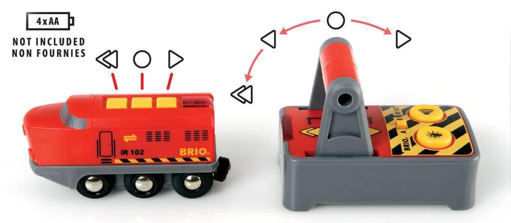 BRIO wooden train on tracks showing realistic track-based exploration.