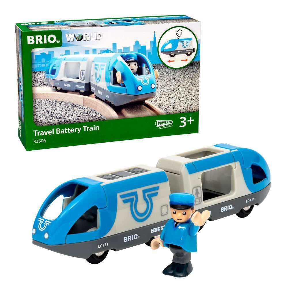 BRIO Travel Battery Train engine front view for imaginative play on BRIO tracks