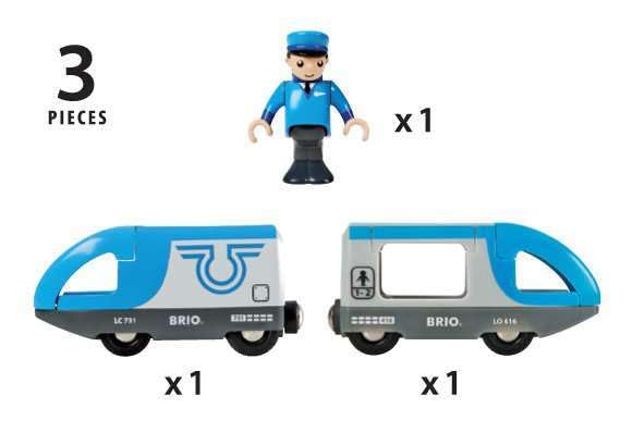 BRIO Travel Battery Train on track highlighting durable wooden construction
