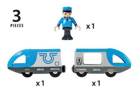 BRIO Travel Battery Train on track highlighting durable wooden construction