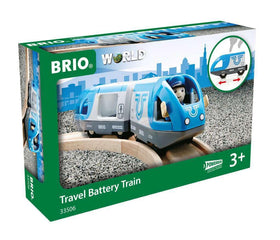 BRIO Travel Battery Train passenger car on BRIO rails for cooperative play