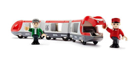 BRIO Travel Train engineer figure fits securely in the hinged cab.