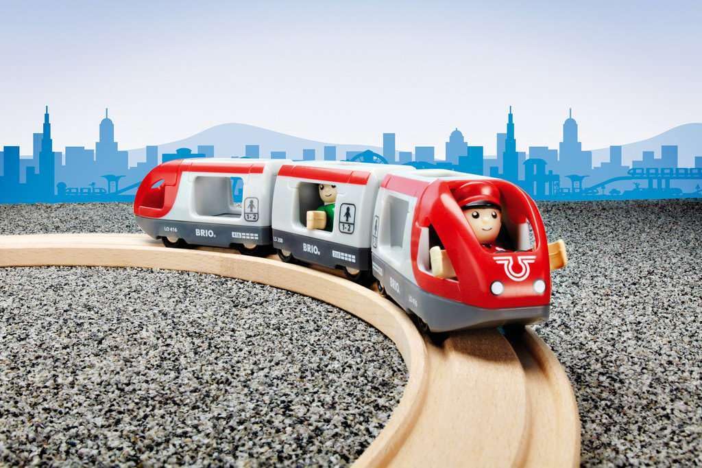 BRIO Travel Train passenger figure sits in the car for adventures.