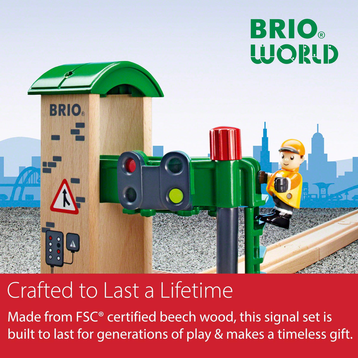 BRIO Wooden signal station accessory invites STEM-inspired building adventures