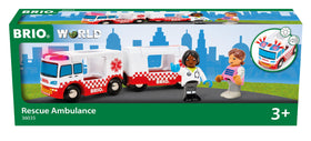 BRIO World 36035 Rescue Ambulance front view with flashing lights for interactive play