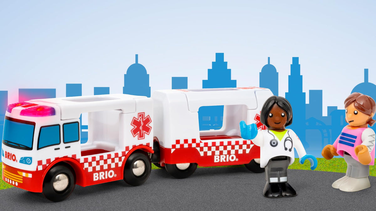 BRIO World ambulance interior with paramedic driver for imaginative rescue missions