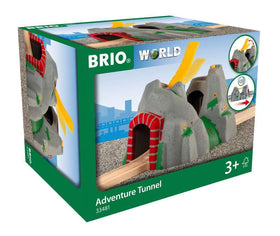 BRIO World Adventure Tunnel wood-detail close-up shows FSC beech craftsmanship