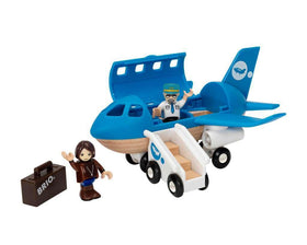 BRIO World Airplane blue with open panel for figure placement and imaginative play.