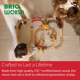 BRIO World Cargo Railway Deluxe rocks and scenery enhance stories.