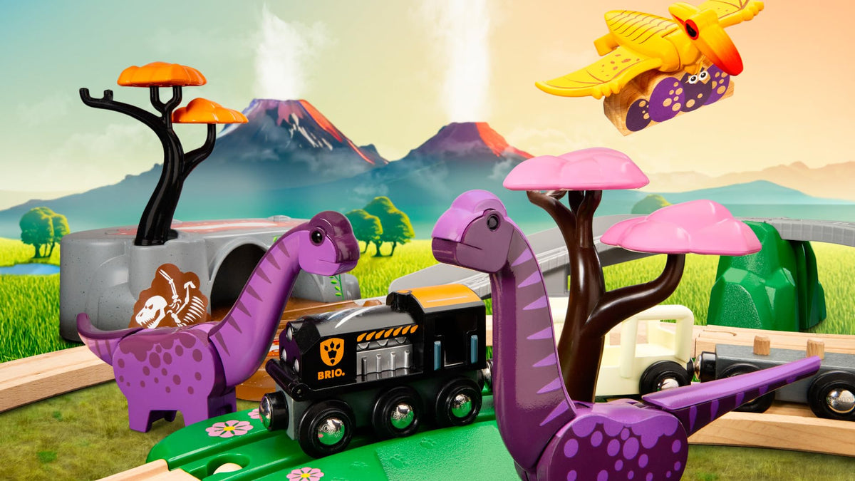 BRIO Accessories complete the dinosaur world with interactive scenery.