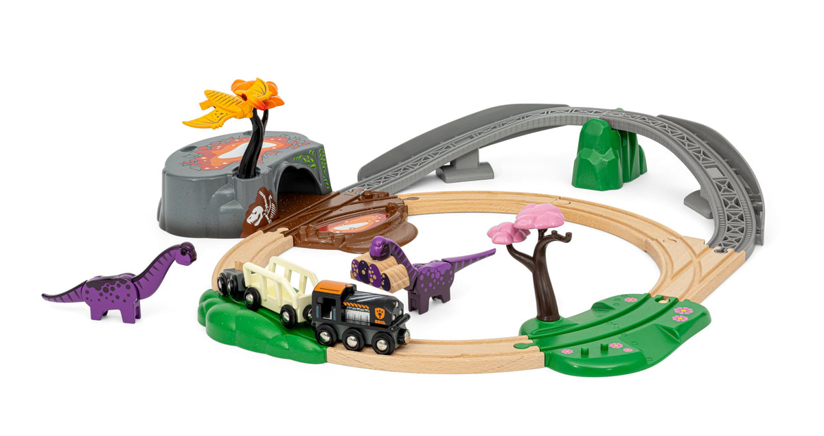 BRIO Wagons connect easily for dynamic dinosaur cargo adventures.