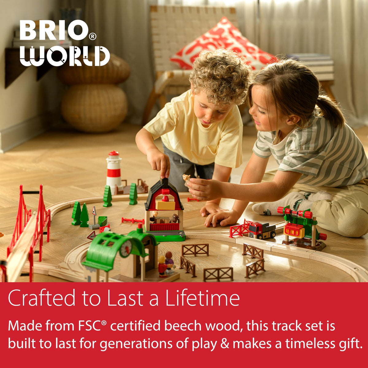 BRIO child playing with expansion promotes hands-on exploration and motor skills.
