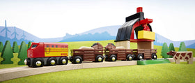 BRIO World Farm Railway Set tractor with trailer for farm-to-yard transport play