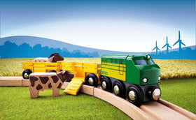 BRIO Farm Train horse figure in wagon for gentle farm adventures