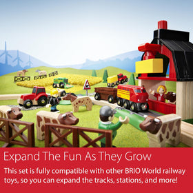 BRIO Farm Train set displayed for creative learning and storytelling