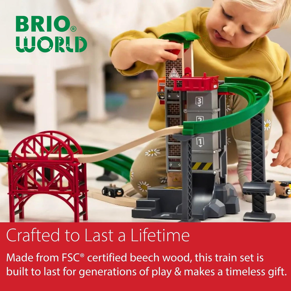 BRIO World Lift and Load storage tray keeps pieces organized after play