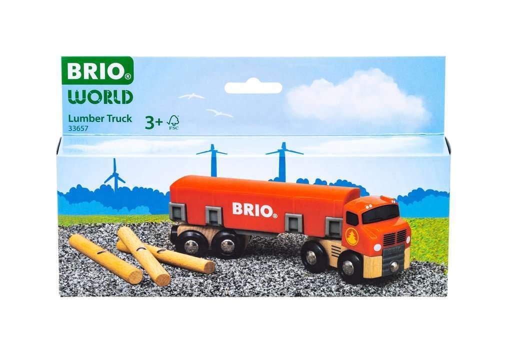BRIO World Lumber Truck storage under trailer with secure pins