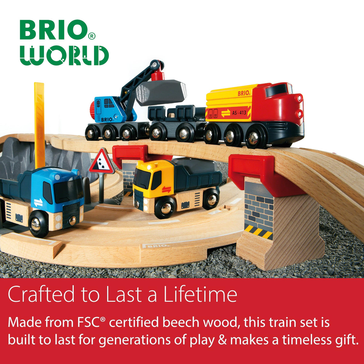BRIO World Rail & Road Loading Set rock outcroppings creating quarry scenes