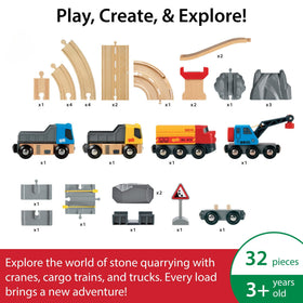 BRIO World Rail & Road Loading Set track sections connected for new layouts