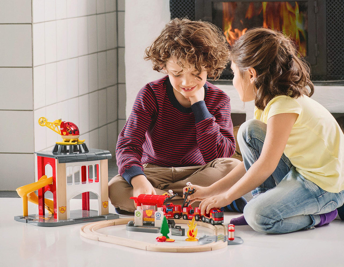 BRIO Rescue Firefighter hose wagon adds action-ready detail for immersive play scenarios.
