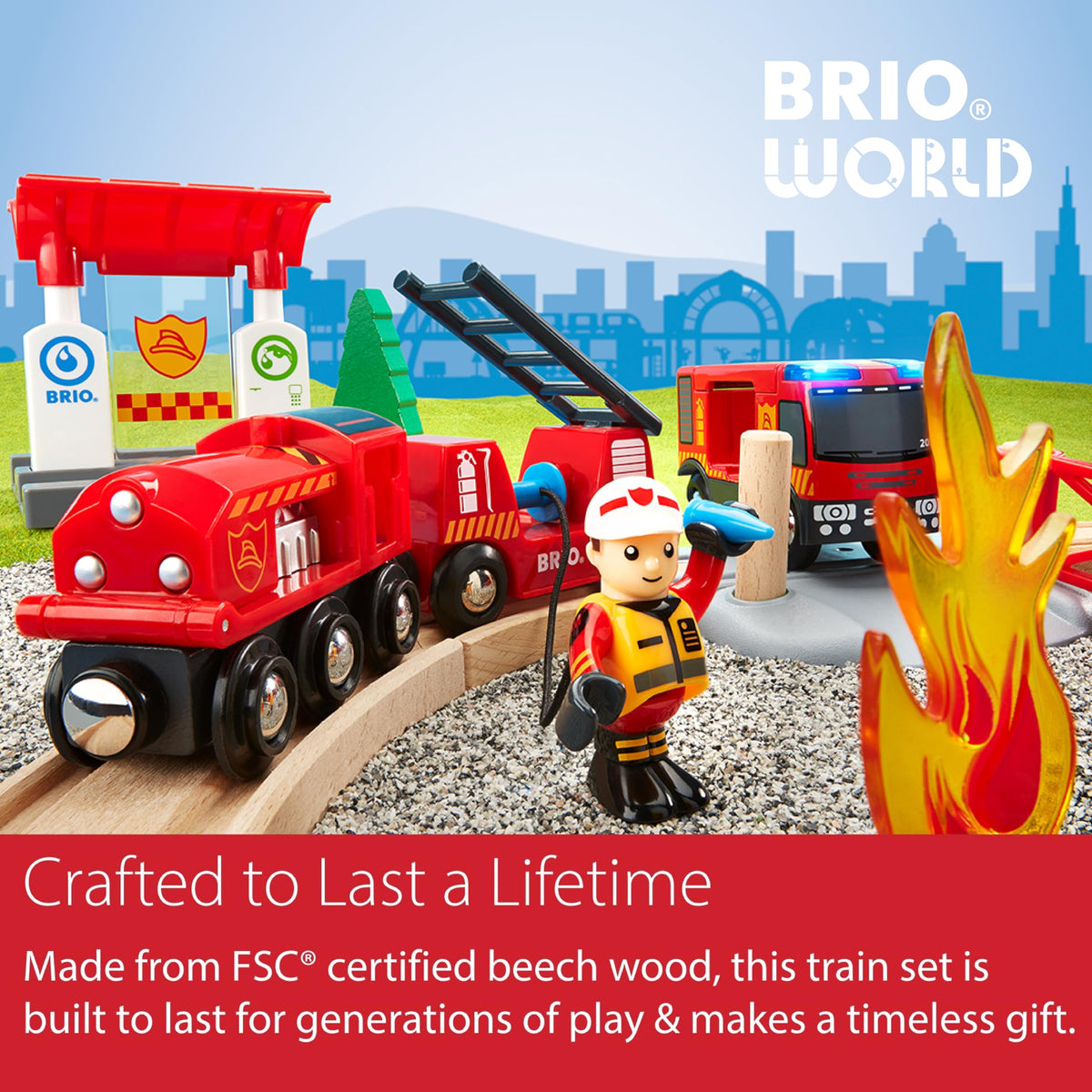BRIO FSC-certified wood and sustainable design supports responsible playtime.