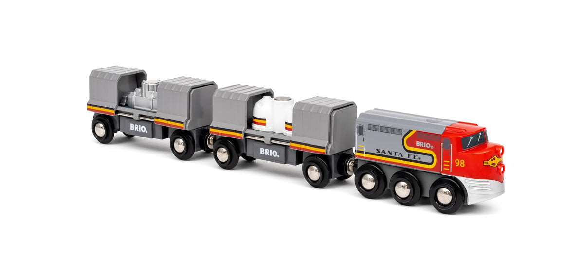 BRIO Santa Fe train engine with Warbonnet livery sparks imaginative play