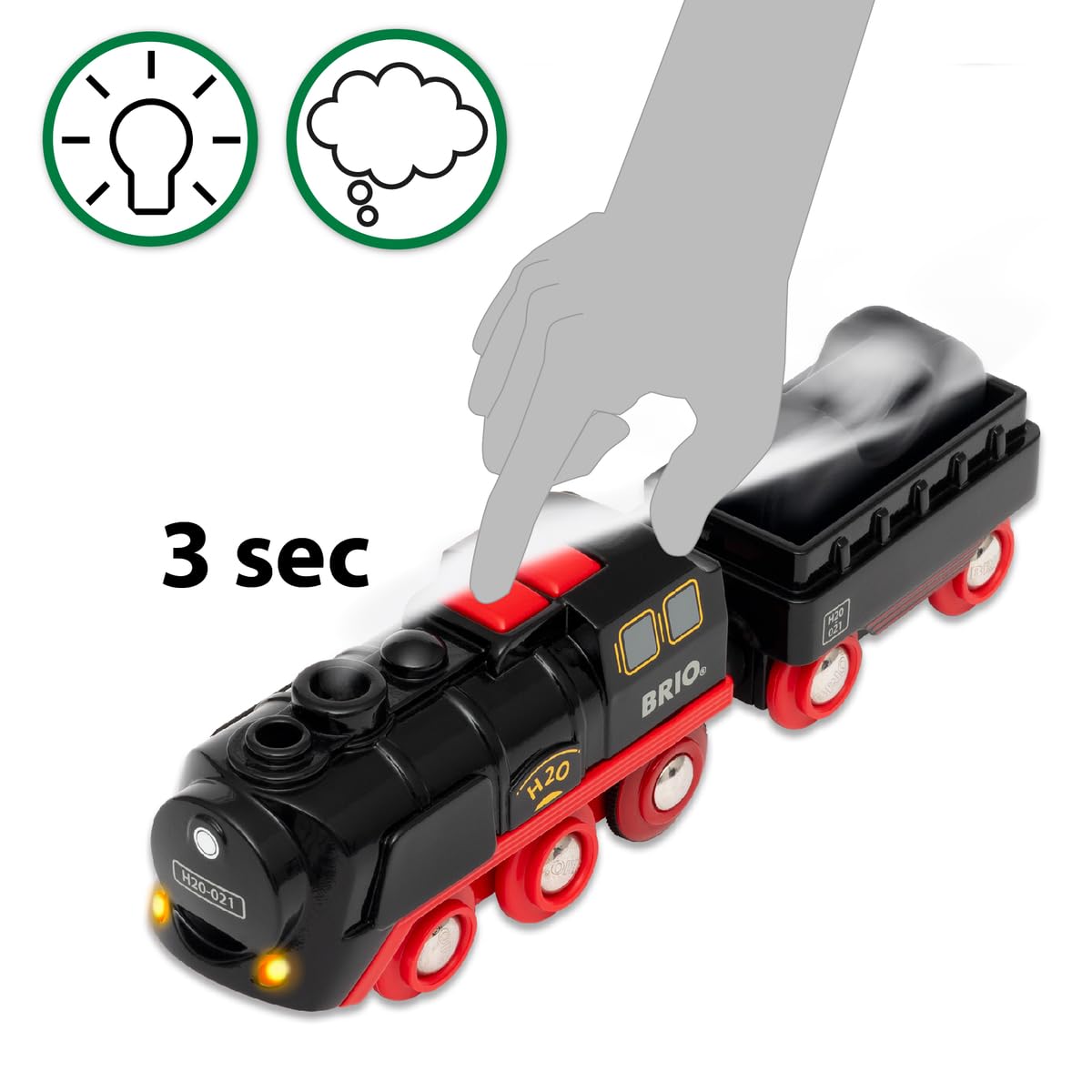 BRIO World steaming train back view showing magnetic connections