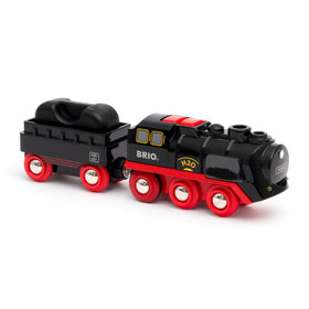 BRIO World coal wagon attached for cargo-themed storytelling